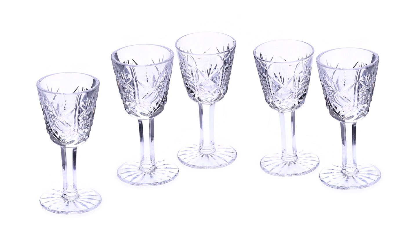 SET OF FIVE WATERFORD CRYSTAL SHERRY GLASSES at Ross's Online Art Auctions