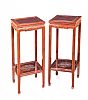 PAIR OF CHINESE CHERRY WOOD PLANT STANDS at Ross's Online Art Auctions
