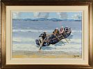 LAUNCHING THE CURRACH, ARAN MOR, ARAN ISLANDS, COUNTY GALWAY by Ivan Sutton at Ross's Online Art Auctions