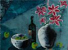 STILL LIFE, WINE AND LILIES by David Gordon Hughes at Ross's Online Art Auctions