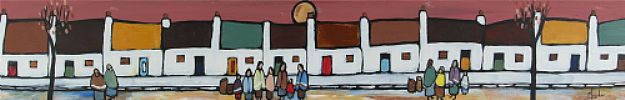 A ROW OF IRISH COTTAGES by Irish School at Ross's Online Art Auctions