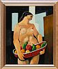FEMALE NUDE WITH A BASKET OF FRUIT by French School at Ross's Online Art Auctions