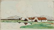 IRISH THATCHED COTTAGES by W.J. Hanna at Ross's Online Art Auctions