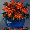 STILL LIFE, FLOWERS IN A BLUE VASE by Ronald Keefer at Ross's Online Art Auctions