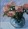 PINK ROSES IN A VASE by Vivek Mandalia at Ross's Online Art Auctions