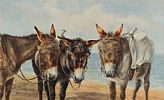 THREE BEACH DONKEYS by Edward Garraway at Ross's Online Art Auctions
