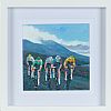 CYCLISTS RACING BENEATH THE CLOUD COVERED MOUNTAIN TOPS OF CROAGH PATRICK by Sean Lorinyenko at Ross's Online Art Auctions