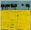 YELLOW LANDSCAPE WITH TREES AND SUN by Stephen Whalley at Ross's Online Art Auctions