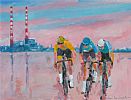 CYCLISTS RACING NEAR POOLBEG POWER STATION, DUBLIN by Sean Lorinyenko at Ross's Online Art Auctions
