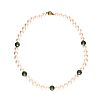 STRAND OF PEARLS WITH JADE & 9CT GOLD CLASP at Ross's Online Art Auctions
