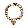 9CT GOLD CURB-LINK BRACELET WITH HEART PADLOCK CLASP at Ross's Online Art Auctions