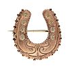 9CT ROSE GOLD HORSESHOE BROOCH at Ross's Online Art Auctions