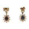 18CT GOLD SAPPHIRE & DIAMOND EARRINGS at Ross's Online Art Auctions
