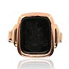 9CT ROSE GOLD CARVED ONYX SEAL RING at Ross's Online Art Auctions