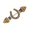 GOLD SEED PEARL & SAPPHIRE HORSESHOE BROOCH at Ross's Online Art Auctions