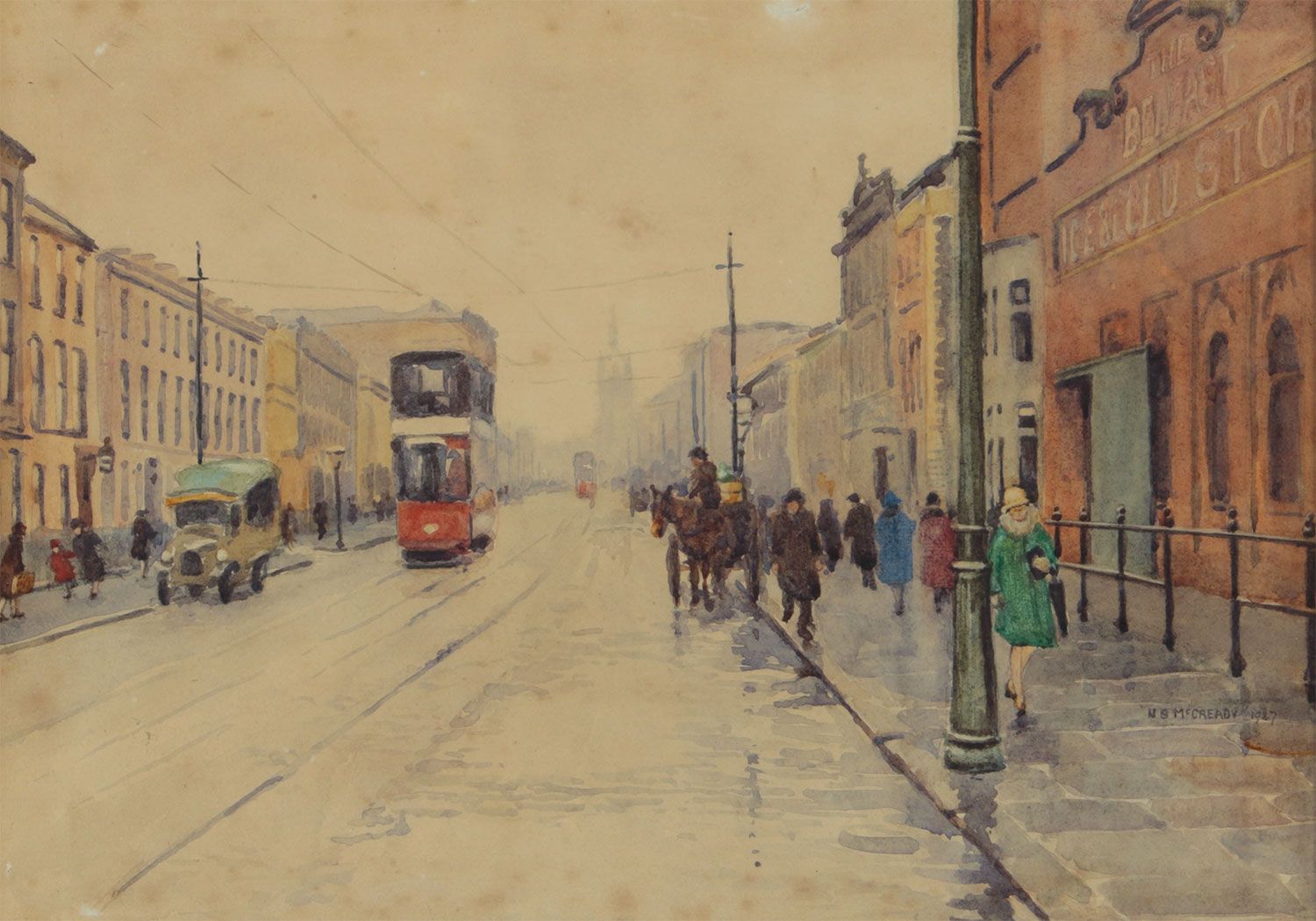 GREAT VICTORIA STREET, BELFAST, 1927 by Ellen Brown Workman McCready at Ross's Online Art Auctions