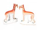 PAIR OF VICTORIAN STAFFORDSHIRE GREYHOUNDS at Ross's Online Art Auctions