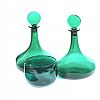 PAIR OF VICTORIAN GREEN GLASS DECANTERS & RINSER at Ross's Online Art Auctions