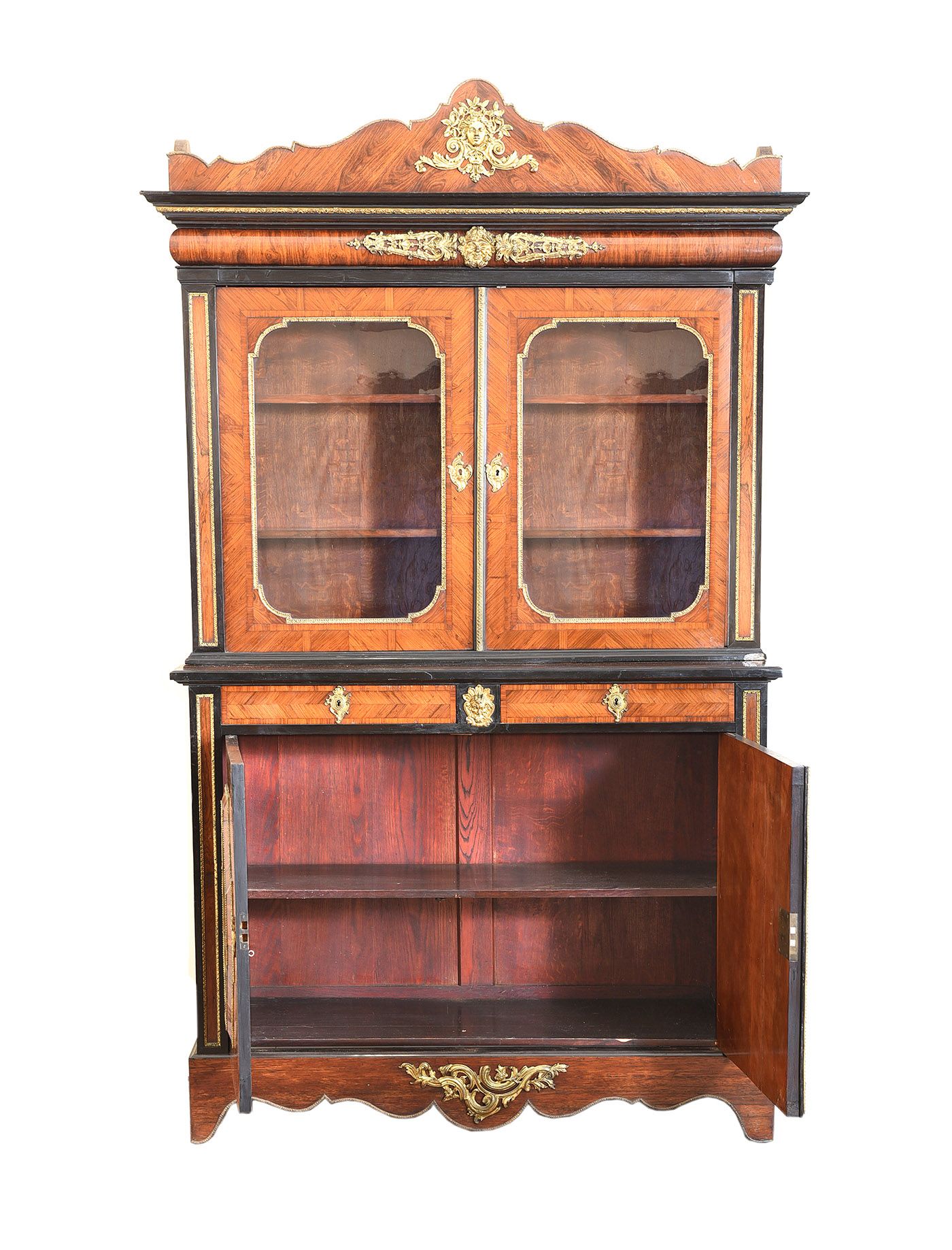 FINE VICTORIAN KINGWOOD TWO DOOR BOOKCASE at Ross's Online Art Auctions