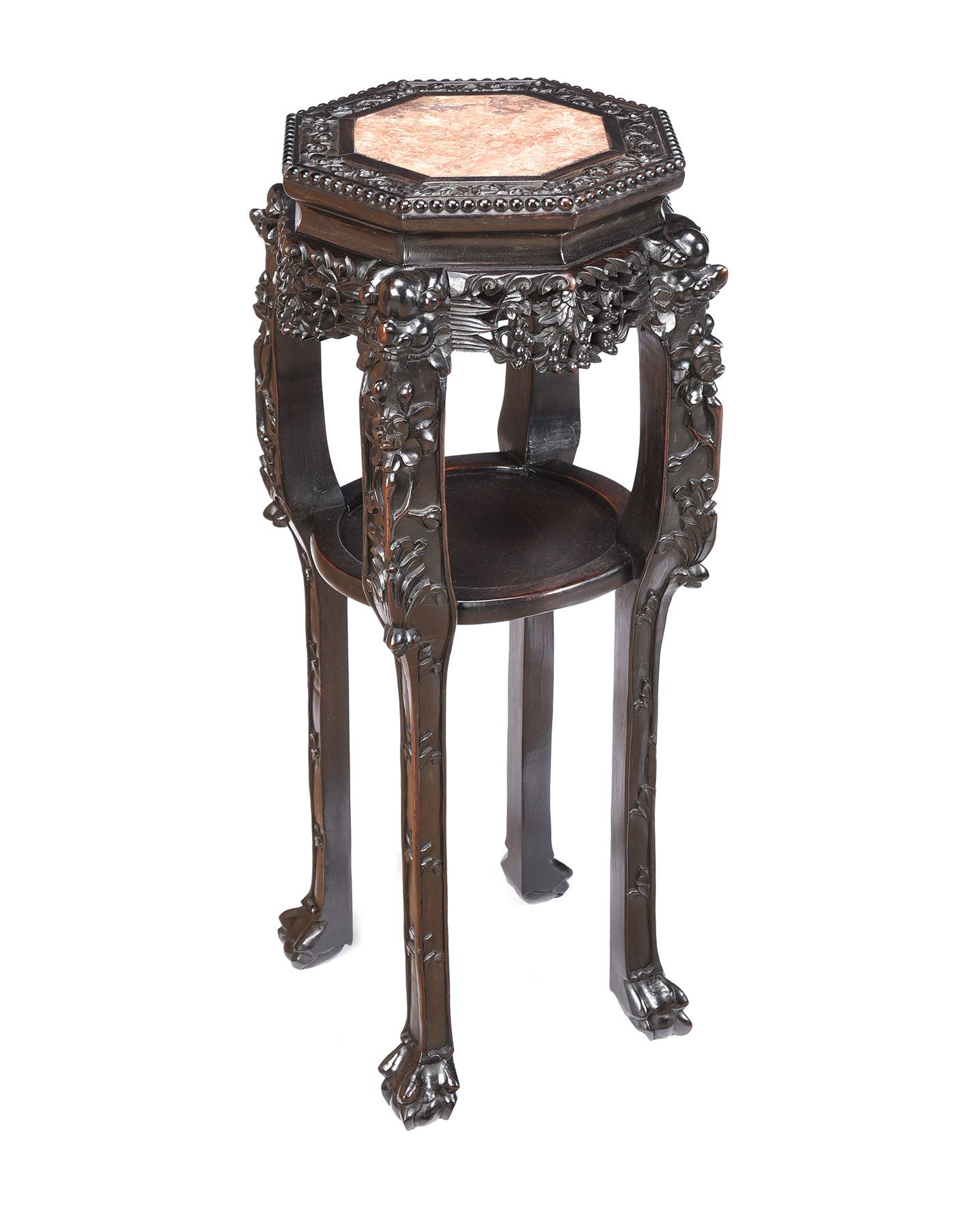 ANTIQUE CHINESE CHERRYWOOD MARBLE TOP PLANT STAND at Ross's Online Art Auctions