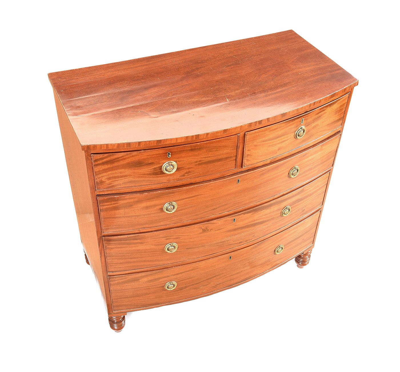 REGENCY MAHOGANY BOW FRONT CHEST at Ross's Online Art Auctions