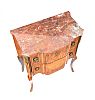 NINETEENTH CENTURY MARQUETRY MARBLE TOP TWO DRAWER CHEST at Ross's Online Art Auctions
