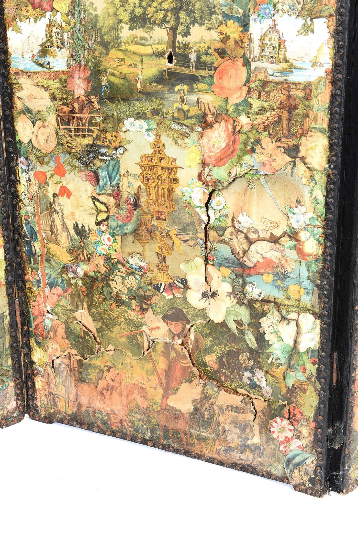 VICTORIAN COLLAGE FOUR FOLD SCREEN at Ross's Online Art Auctions