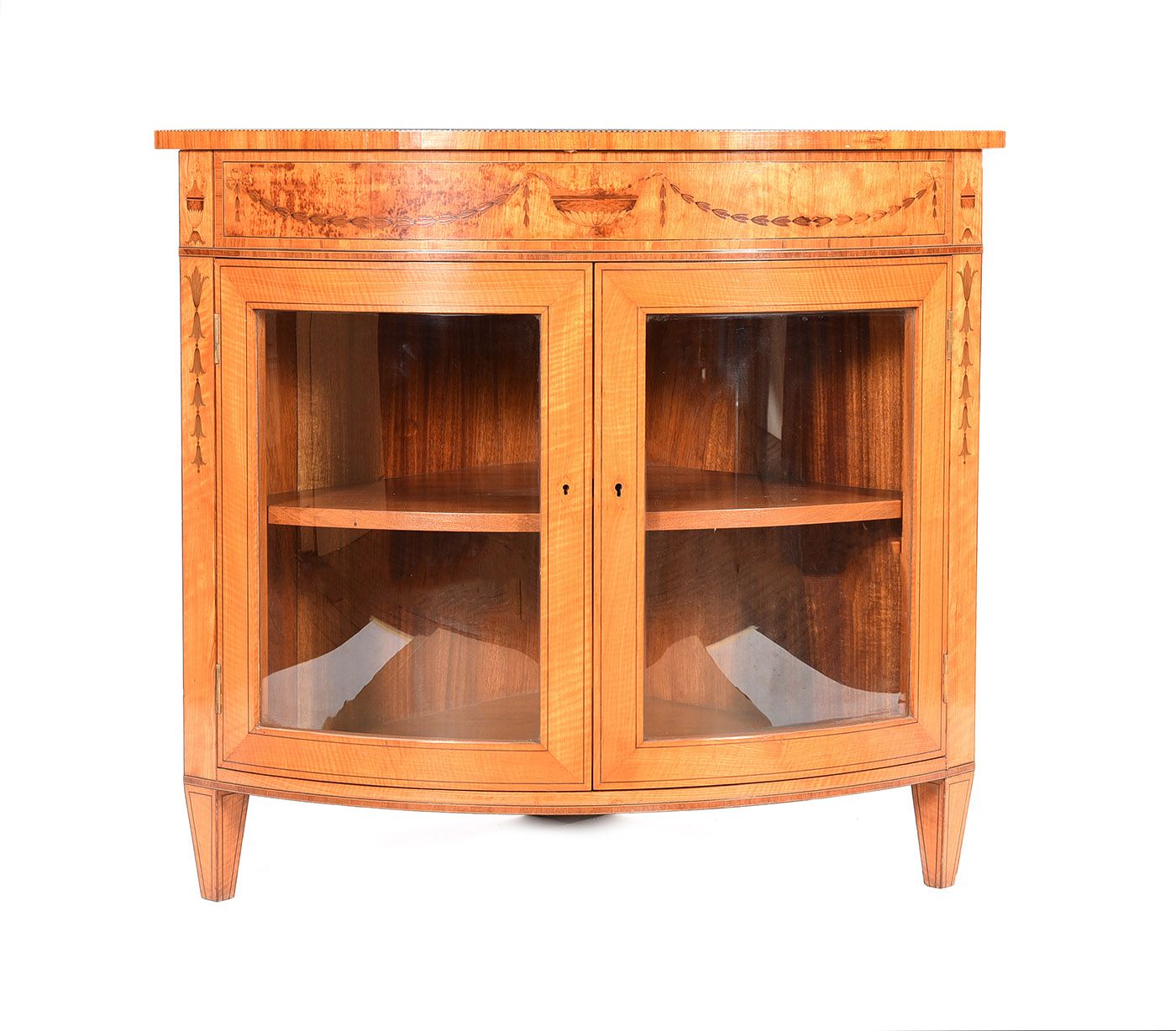 EDWARDIAN INLAID SATINWOOD CORNER CABINET at Ross's Online Art Auctions