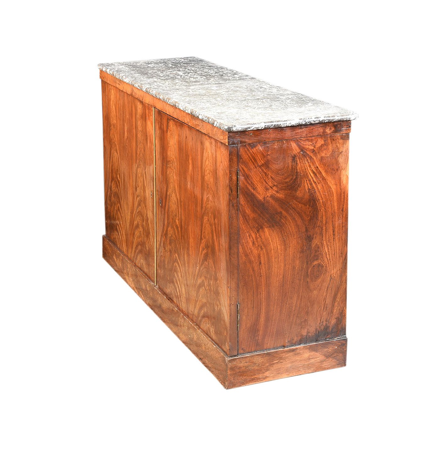 REGENCY FEATHERED MAHOGANY MARBLE TOP SIDE CABINET at Ross's Online Art Auctions