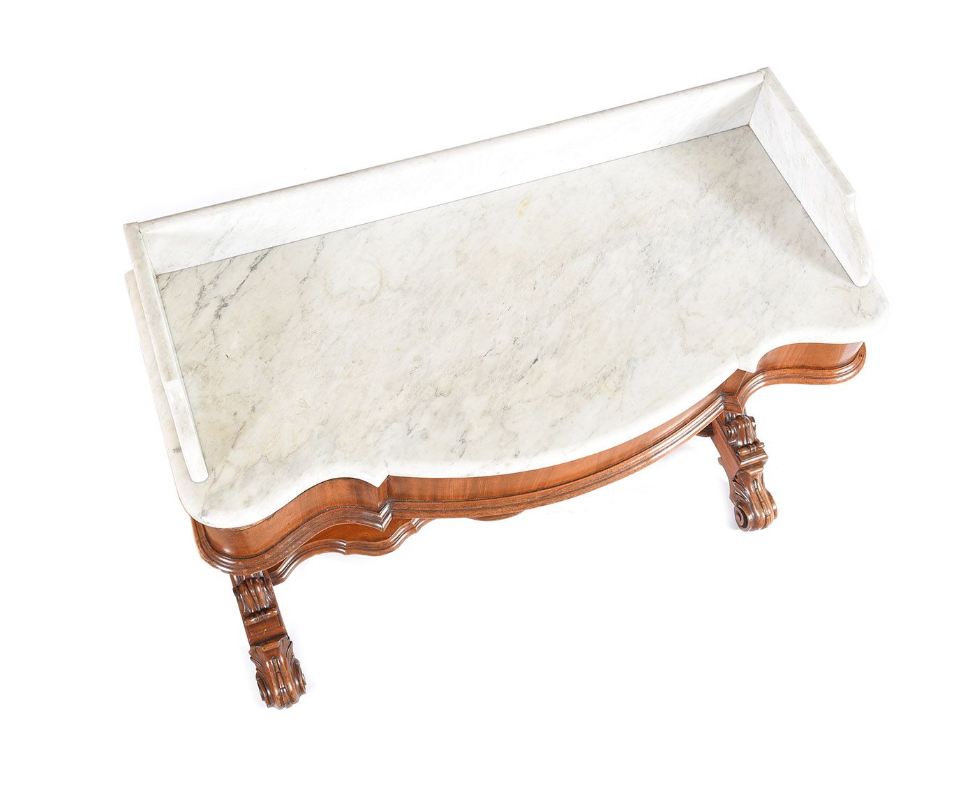 VICTORIAN MAHOGANY SERPENTINE FRONT MARBLE TOP WASHSTAND at Ross's Online Art Auctions