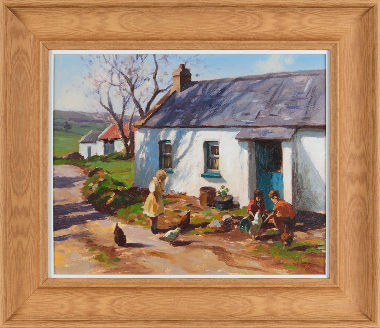 FEEDING CHICKENS by Donal McNaughton at Ross's Online Art Auctions