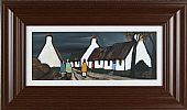 DARK SKIES ABOVE THE COTTAGES by Irish School at Ross's Online Art Auctions