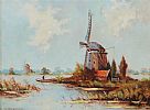 WINDMILLS AND BOAT by George L. Nicholson at Ross's Online Art Auctions
