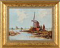WINDMILLS AND BOAT by George L. Nicholson at Ross's Online Art Auctions