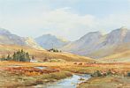 CATTLE GRAZING BY A RIVER by Robert Egginton at Ross's Online Art Auctions