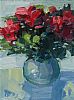 RED FLOWERS IN A VASE by Vivek Mandalia at Ross's Online Art Auctions