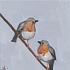 ROBINS ON A BRANCH by Vivek Mandalia at Ross's Online Art Auctions