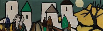FIGURES IN AN IRISH VILLAGE by Markey Robinson at Ross's Online Art Auctions