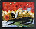 BLACK CAT AND DAISIES by Continental School at Ross's Online Art Auctions