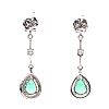 18CT WHITE GOLD EMERALD & DIAMOND DROP EARRINGS at Ross's Online Art Auctions