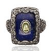 STERLING SILVER LAPIS LAZULI & PERIDOT RING at Ross's Online Art Auctions
