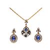 BLUE STONE COSTUME EARRINGS & NECKLACE at Ross's Online Art Auctions