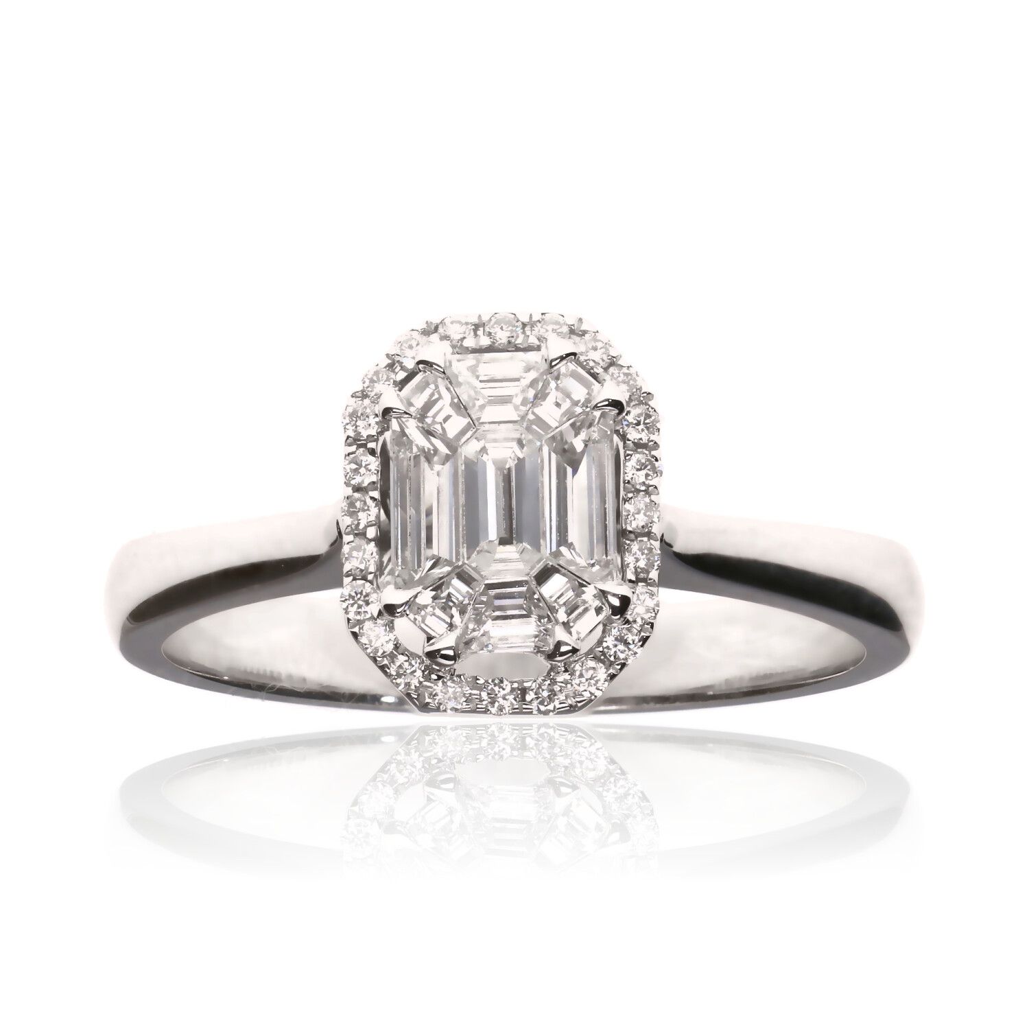 18CT WHITE GOLD DIAMOND HALO RING at Ross's Online Art Auctions