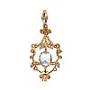9CT GOLD AQUAMARINE & SEED PEARL PENDANT at Ross's Online Art Auctions