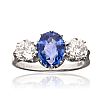 18CT WHITE GOLD SAPPHIRE & DIAMOND THREE STONE RING at Ross's Online Art Auctions