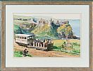 THE CAUSEWAY TRAM PASSING DUNLUCE CASTLE by John Wright at Ross's Online Art Auctions