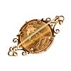 9CT GOLD MOUNTED FULL SOVEREIGN BROOCH at Ross's Online Art Auctions