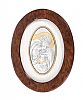 WALNUT FRAMED OVAL SILVER PLAQUE at Ross's Online Art Auctions