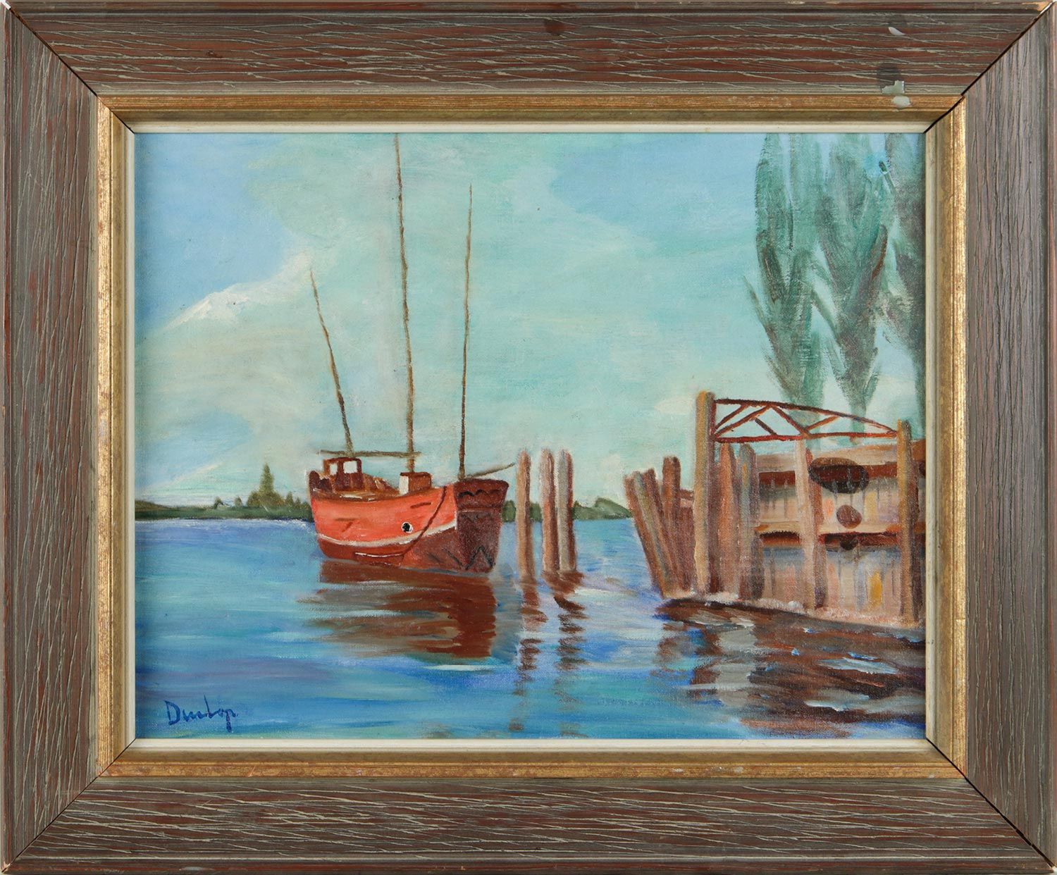 THE RED FISHING BOAT by Ronald Ossary Dunlop, RA at Ross's Online Art Auctions