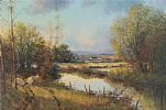 SHEEP GRAZING BY A RIVER by William Cunningham at Ross's Online Art Auctions